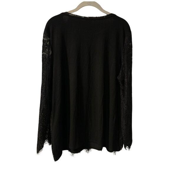Chico's Women's Black Lace Whimsigoth Tunic Top Size L Romantic Feminine Party - Picture 2 of 8
